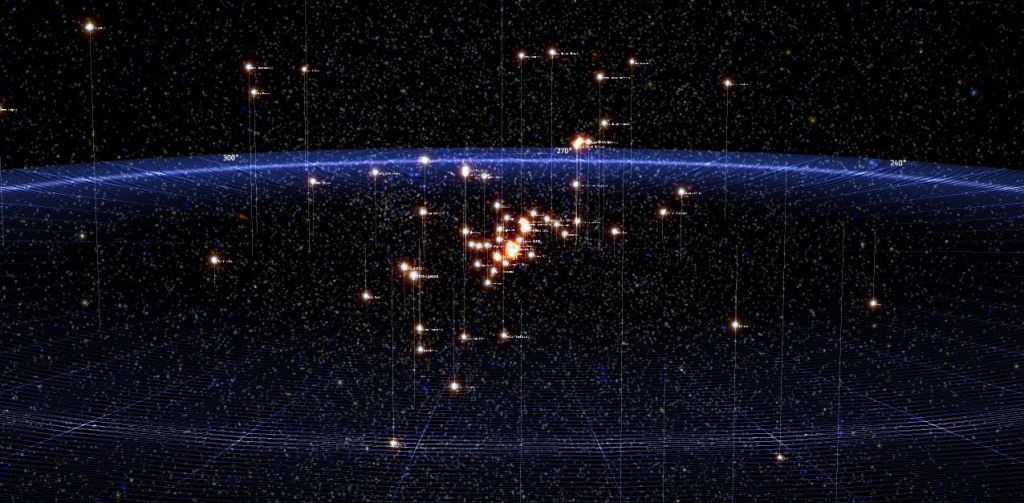 Mapa estelar con 100.000 estrellas en&nbsp;3D